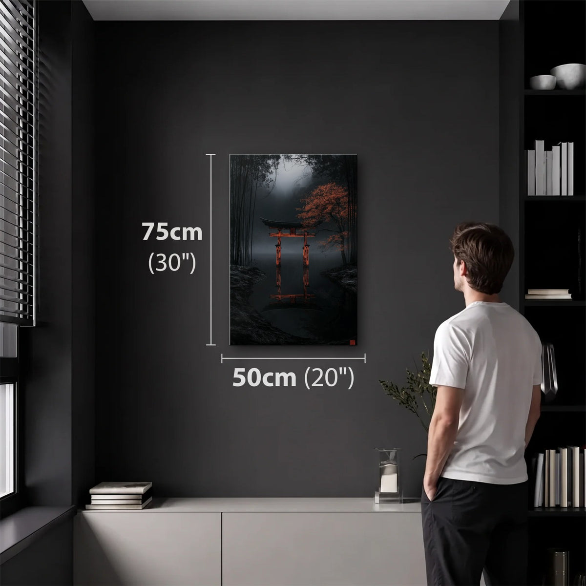 Nature Art 50x75 cm acrylic wall art in a dark modern room
