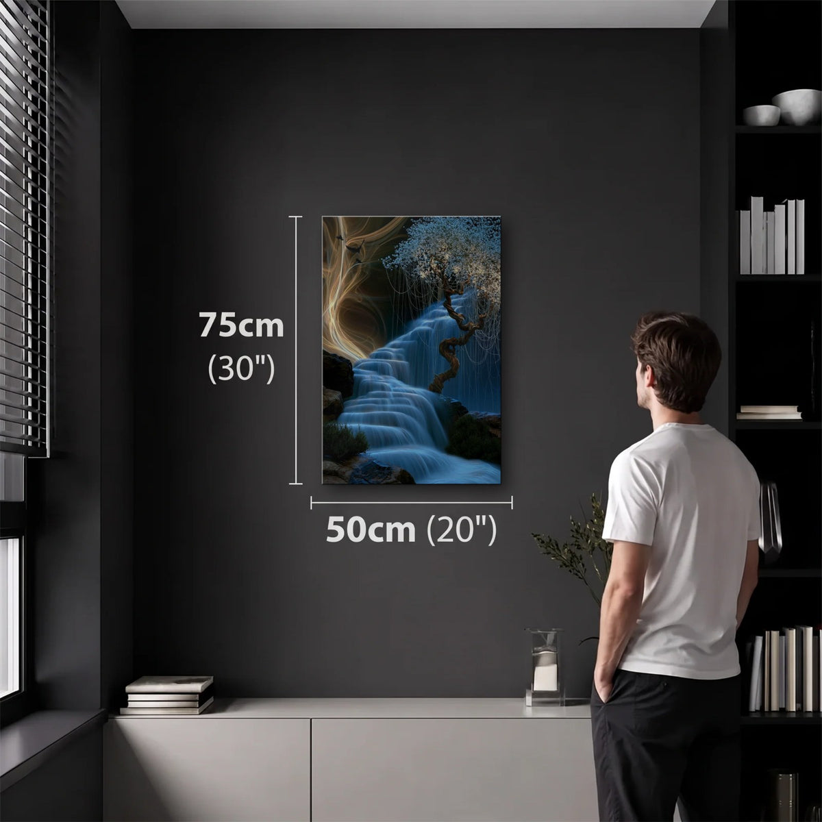 Nature Art 50x75 cm acrylic wall art in a dark modern room