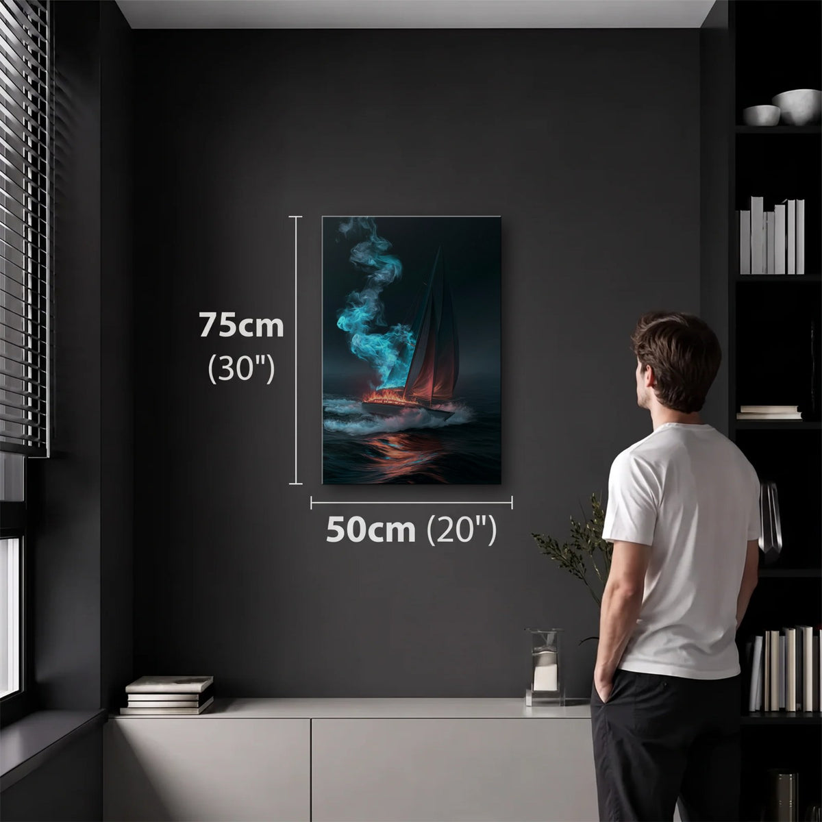Nature Art 50x75 cm acrylic wall art in a dark modern room