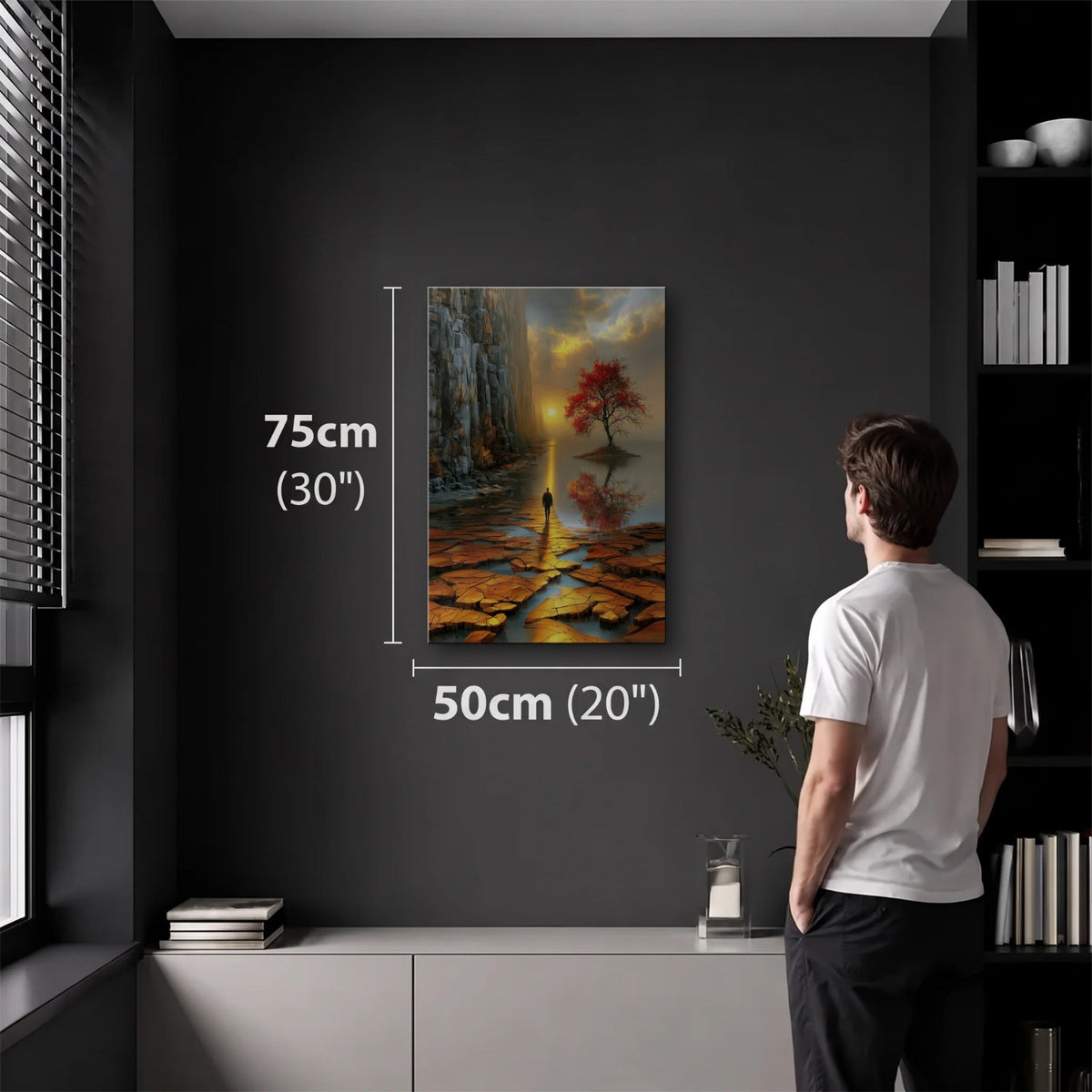 Nature Art 50x75 cm acrylic wall art in a dark modern room