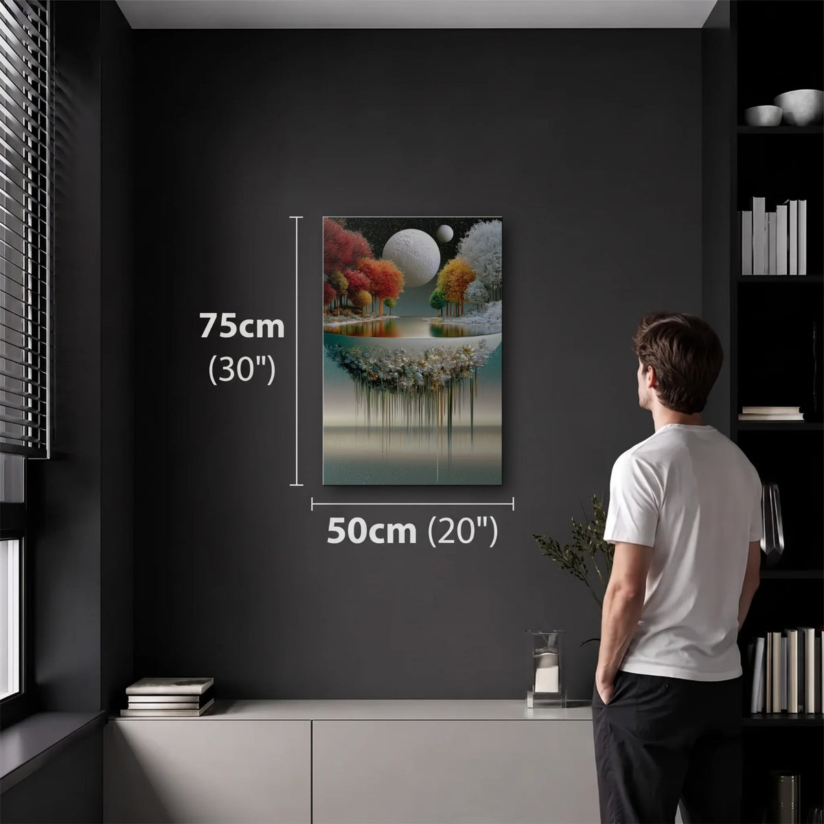 Nature Art 50x75 cm acrylic wall art in a dark modern room