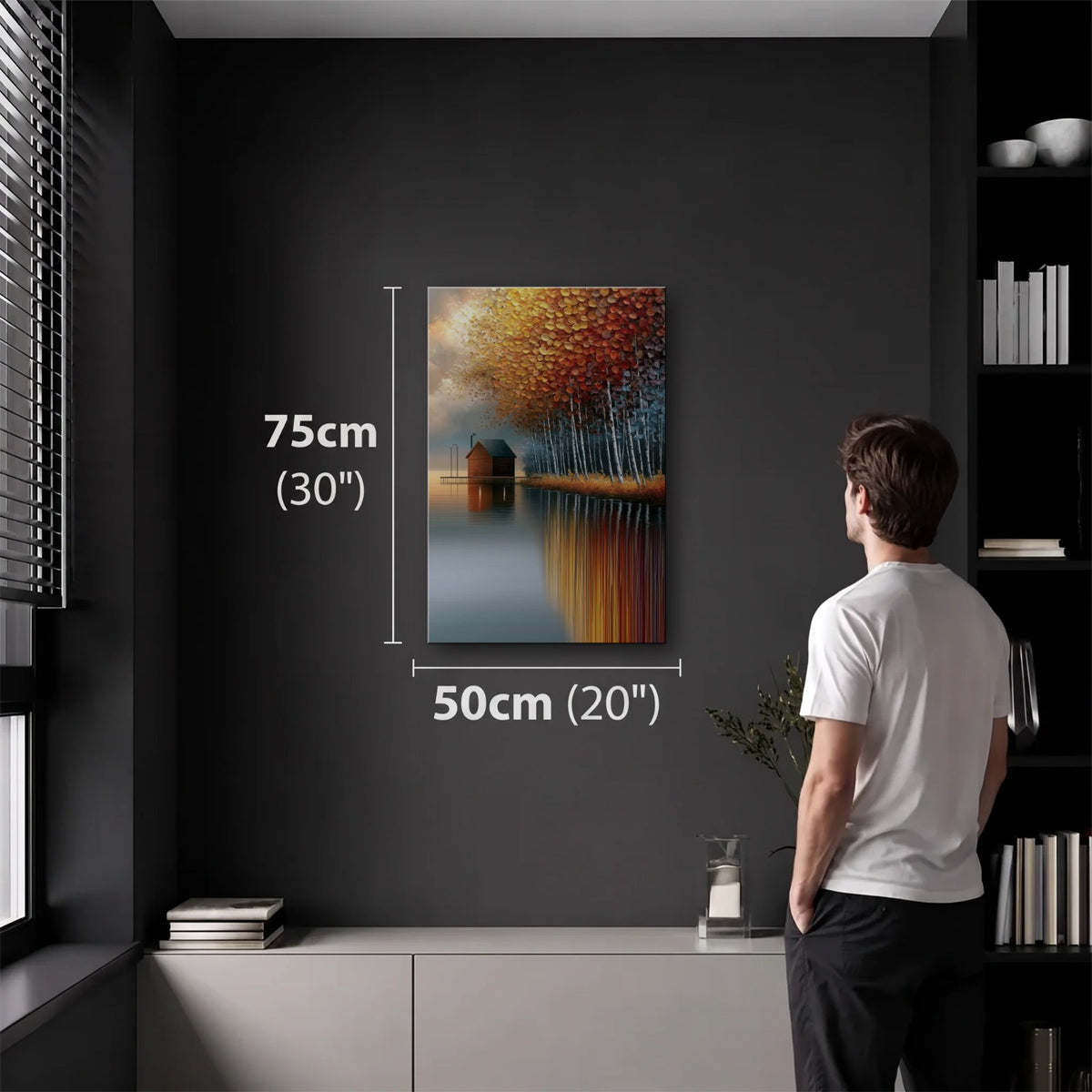 Nature Art 50x75 cm acrylic wall art in a dark modern room
