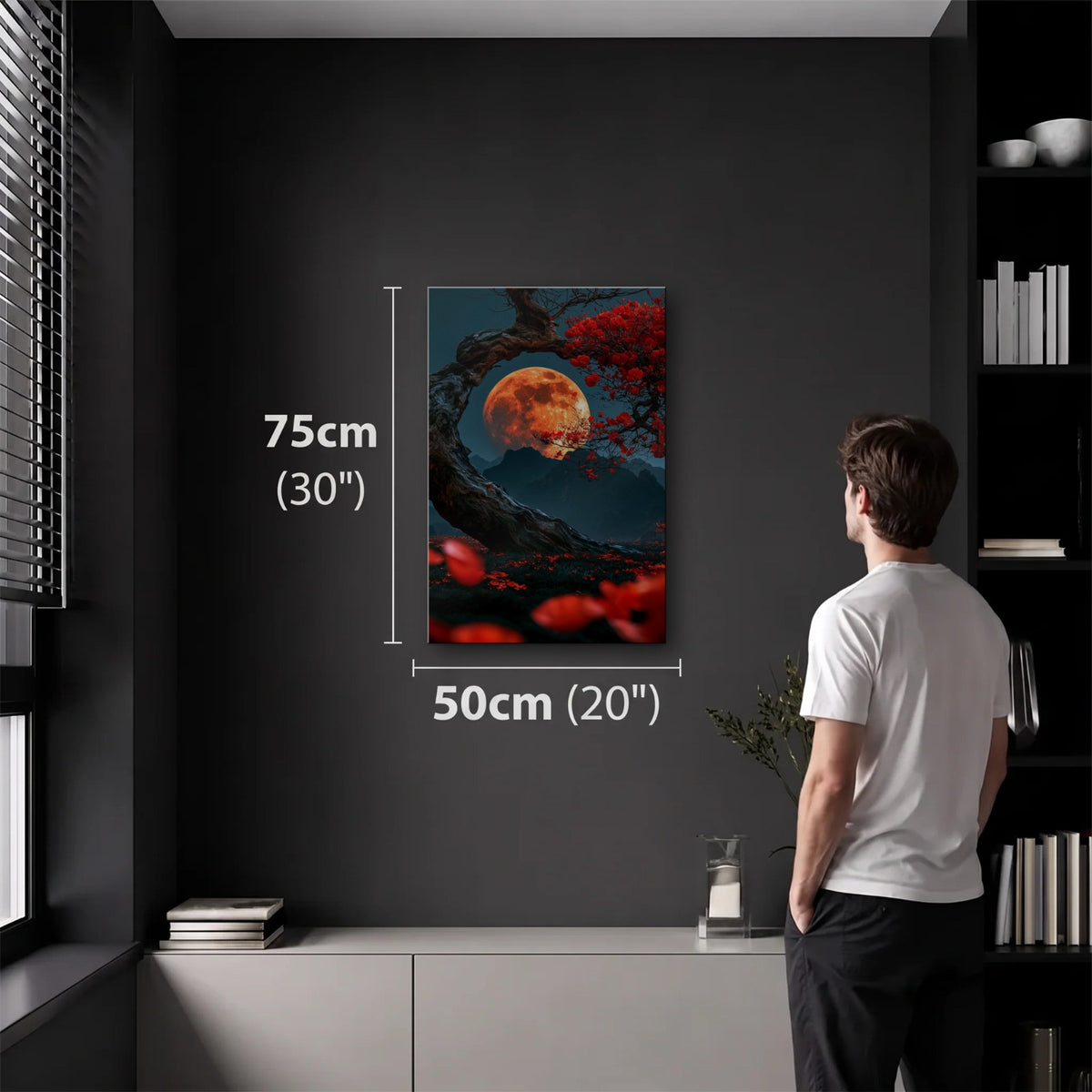 Nature Art 50x75 cm acrylic wall art in a dark modern room