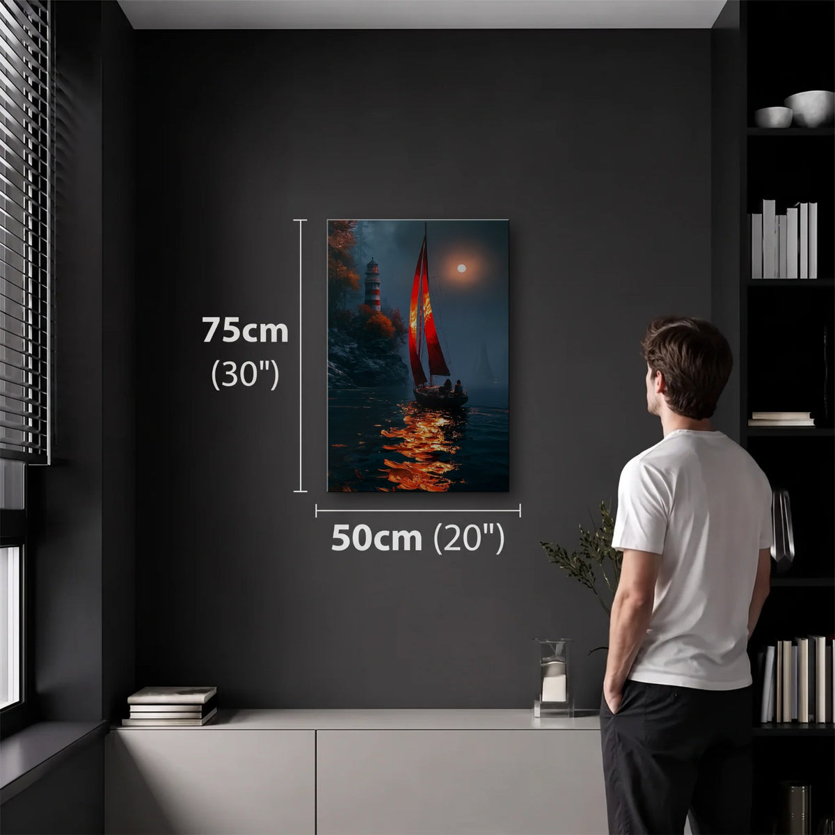 Nature Art 50x75 cm acrylic wall art in a dark modern room