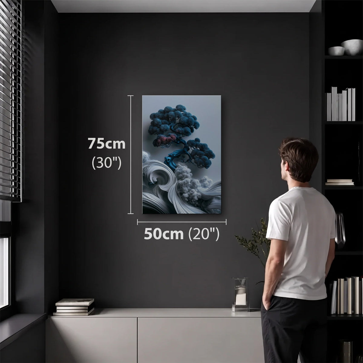 Nature Art 50x75 cm acrylic wall art in a dark modern room