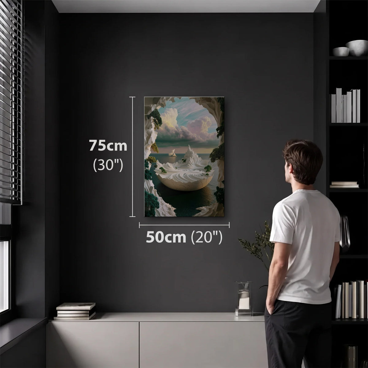 Nature Art 50x75 cm acrylic wall art in a dark modern room