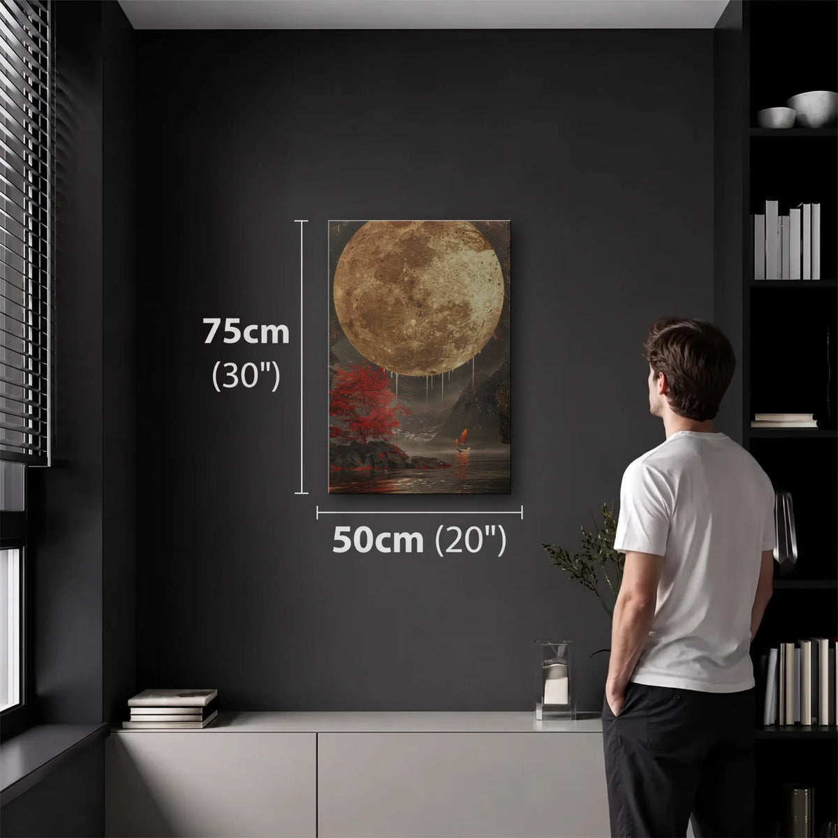 Nature Art 50x75 cm acrylic wall art in a dark modern room