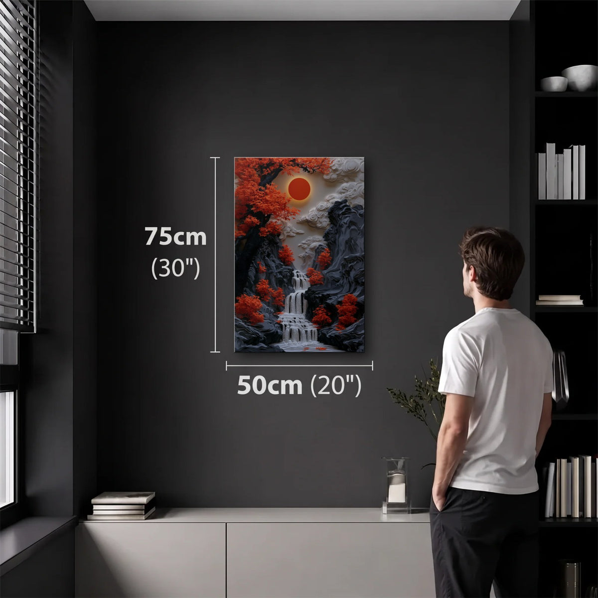 Nature Art 50x75 cm acrylic wall art in a dark modern room