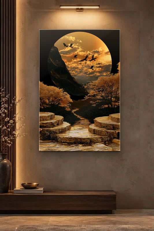 Nature Art glossy acrylic wall art on a wall