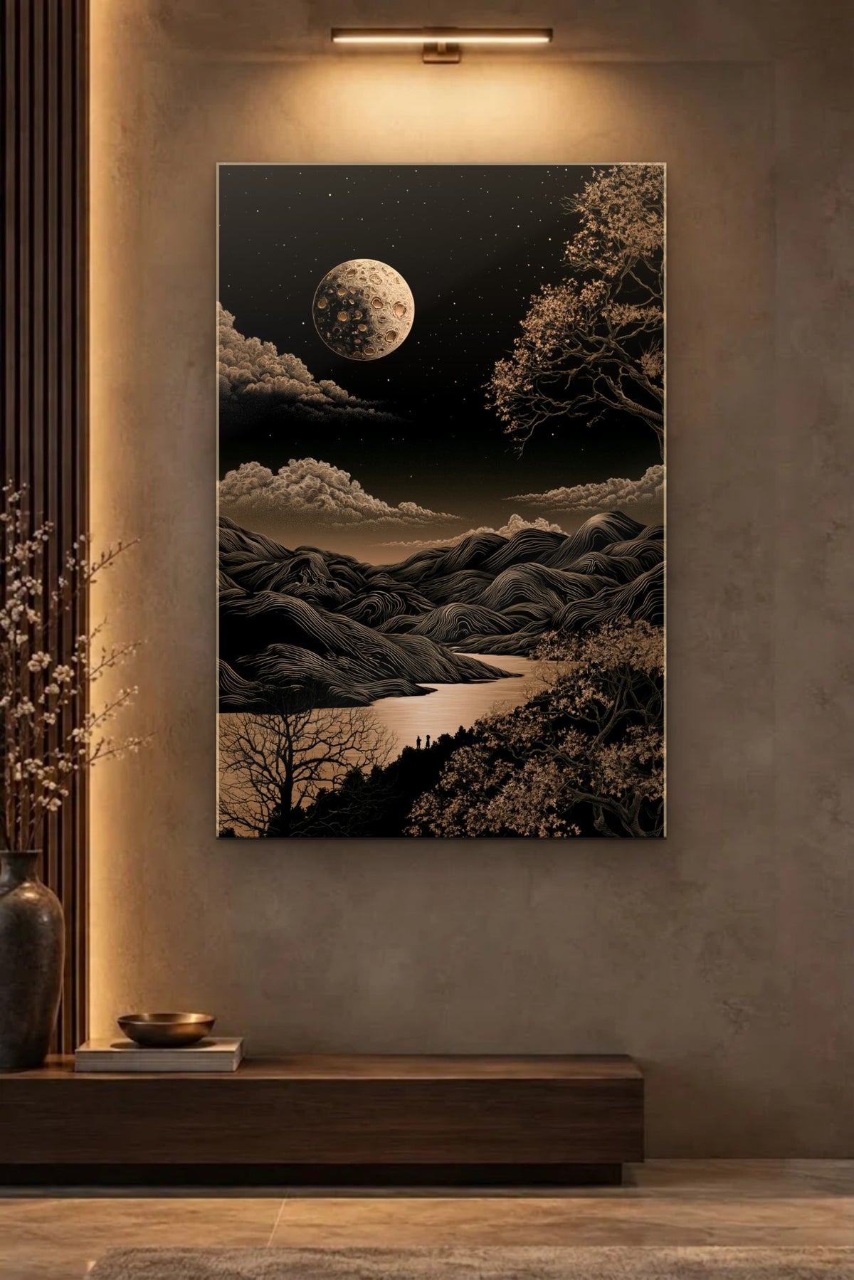Nature Art glossy acrylic wall art on a wall