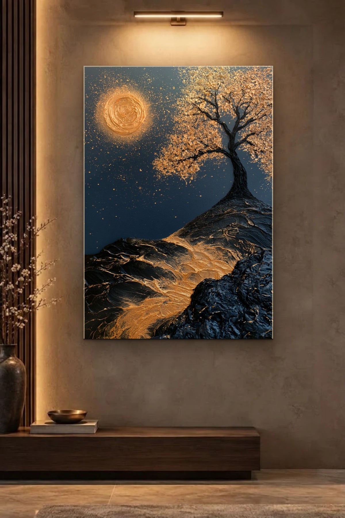 Nature Art glossy acrylic wall art on a wall
