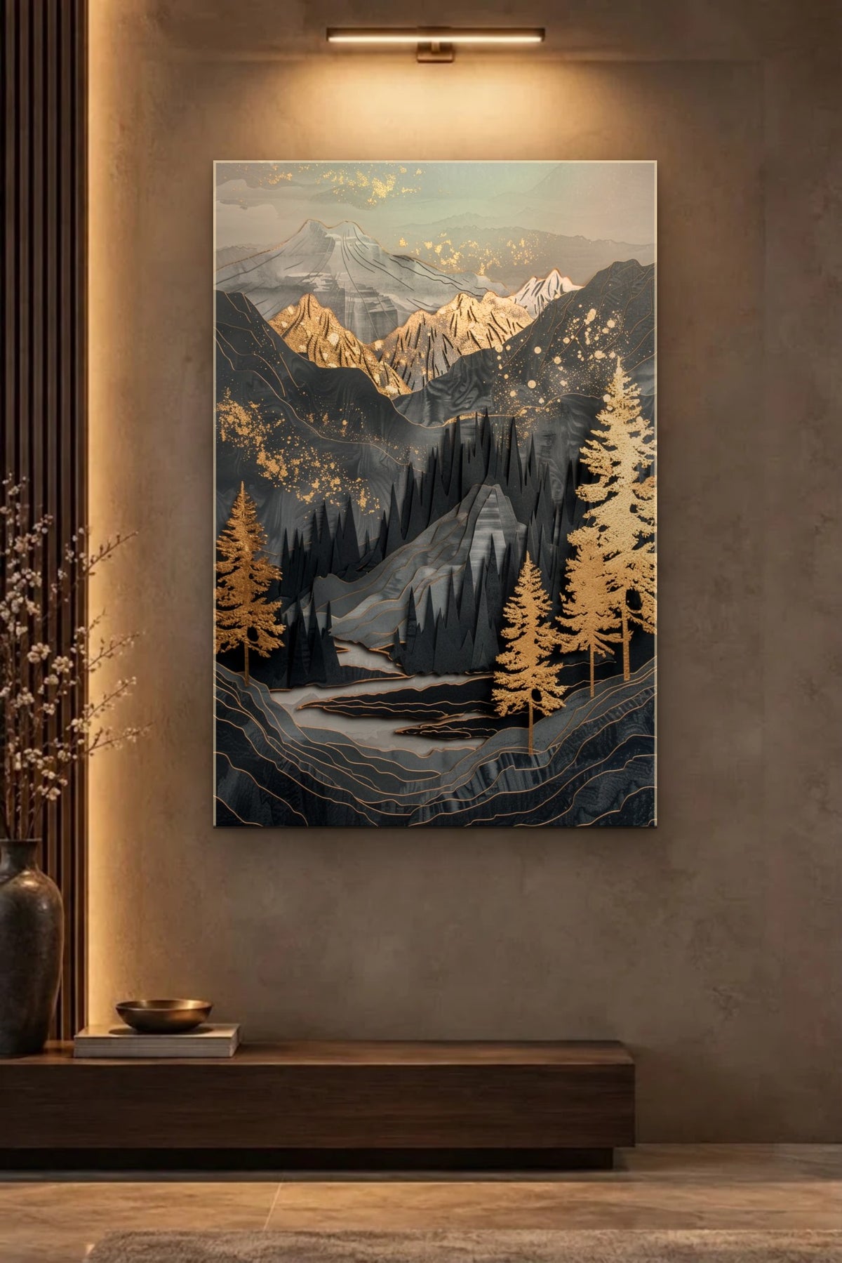 Nature Art glossy acrylic wall art on a wall