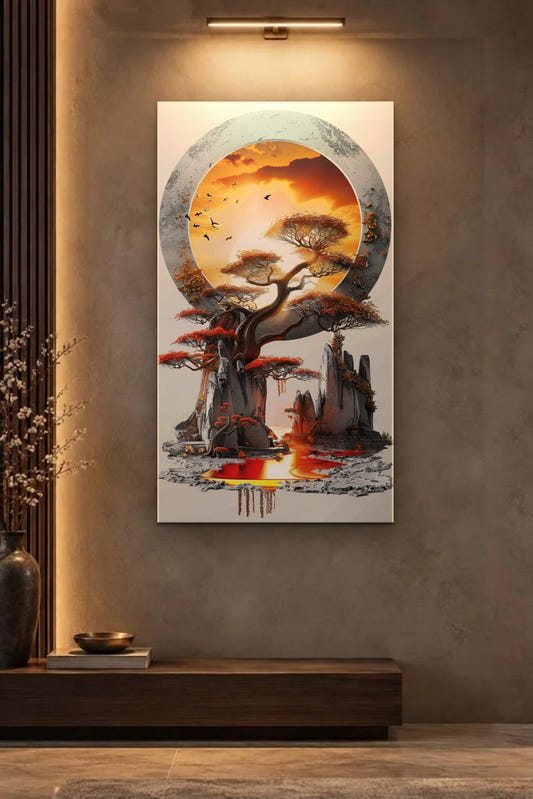 Nature Art glossy acrylic wall art on a wall