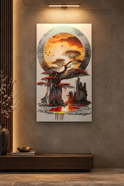 Nature Art glossy acrylic wall art on a wall