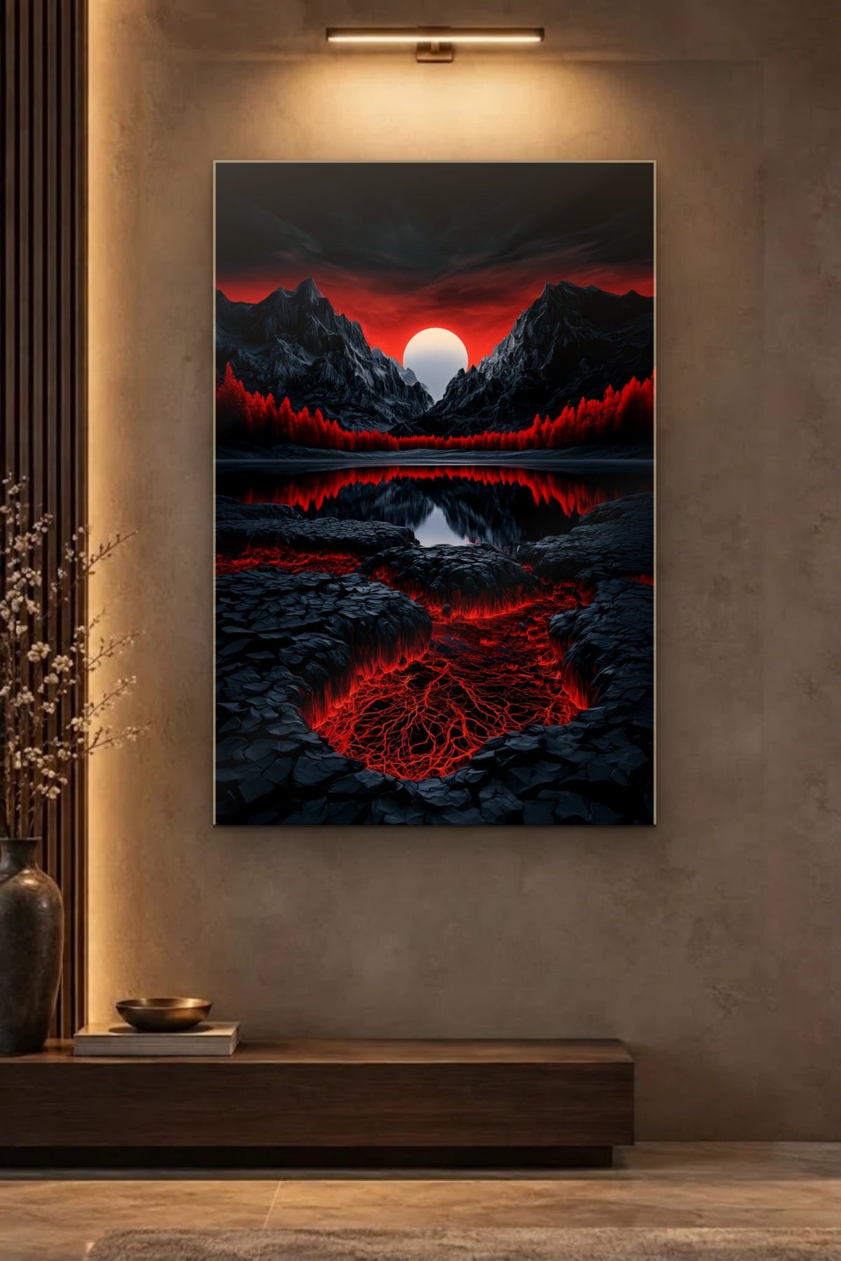 Nature Art glossy acrylic wall art on a wall