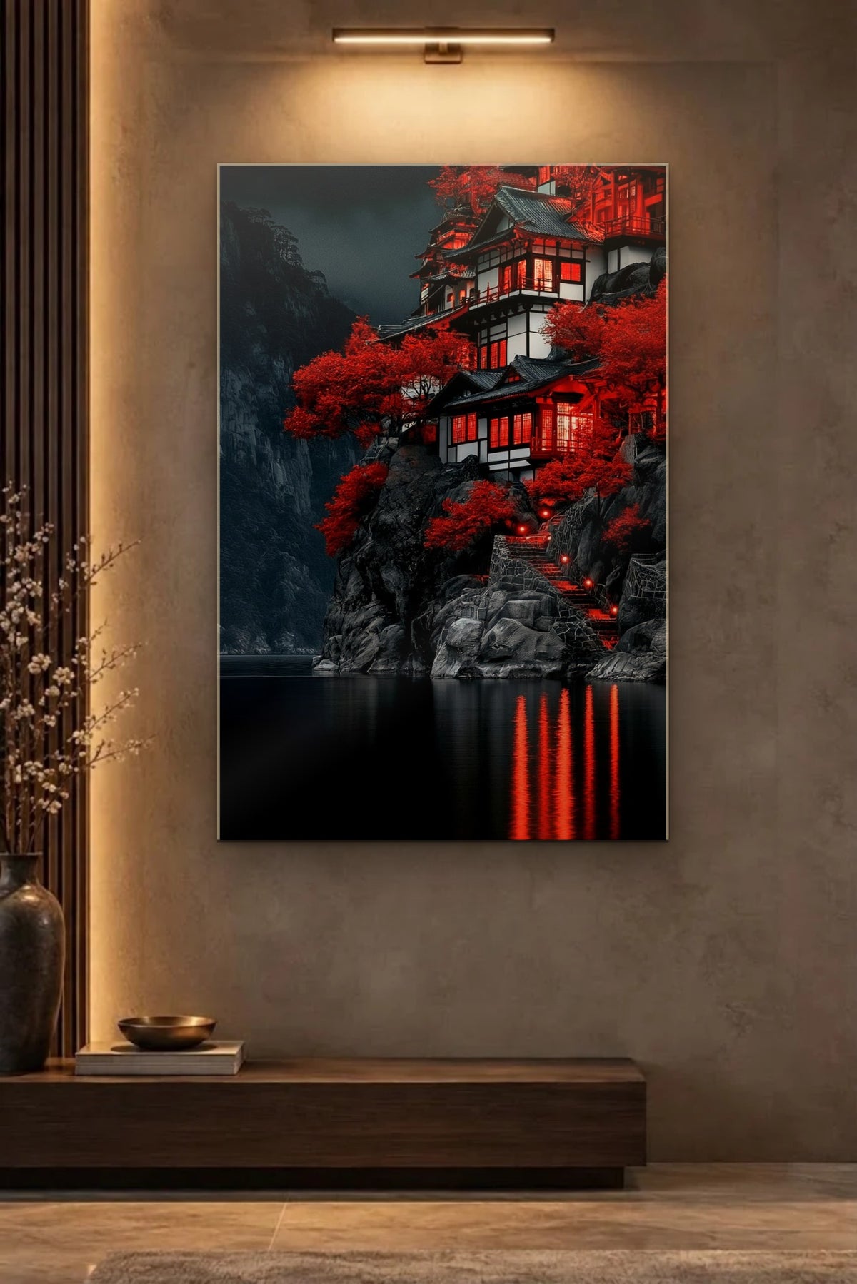 Nature Art glossy acrylic wall art on a wall