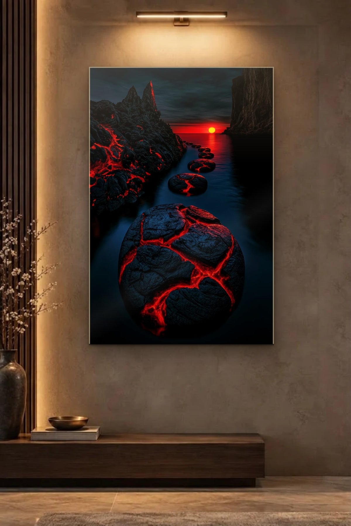 Nature Art glossy acrylic wall art on a wall