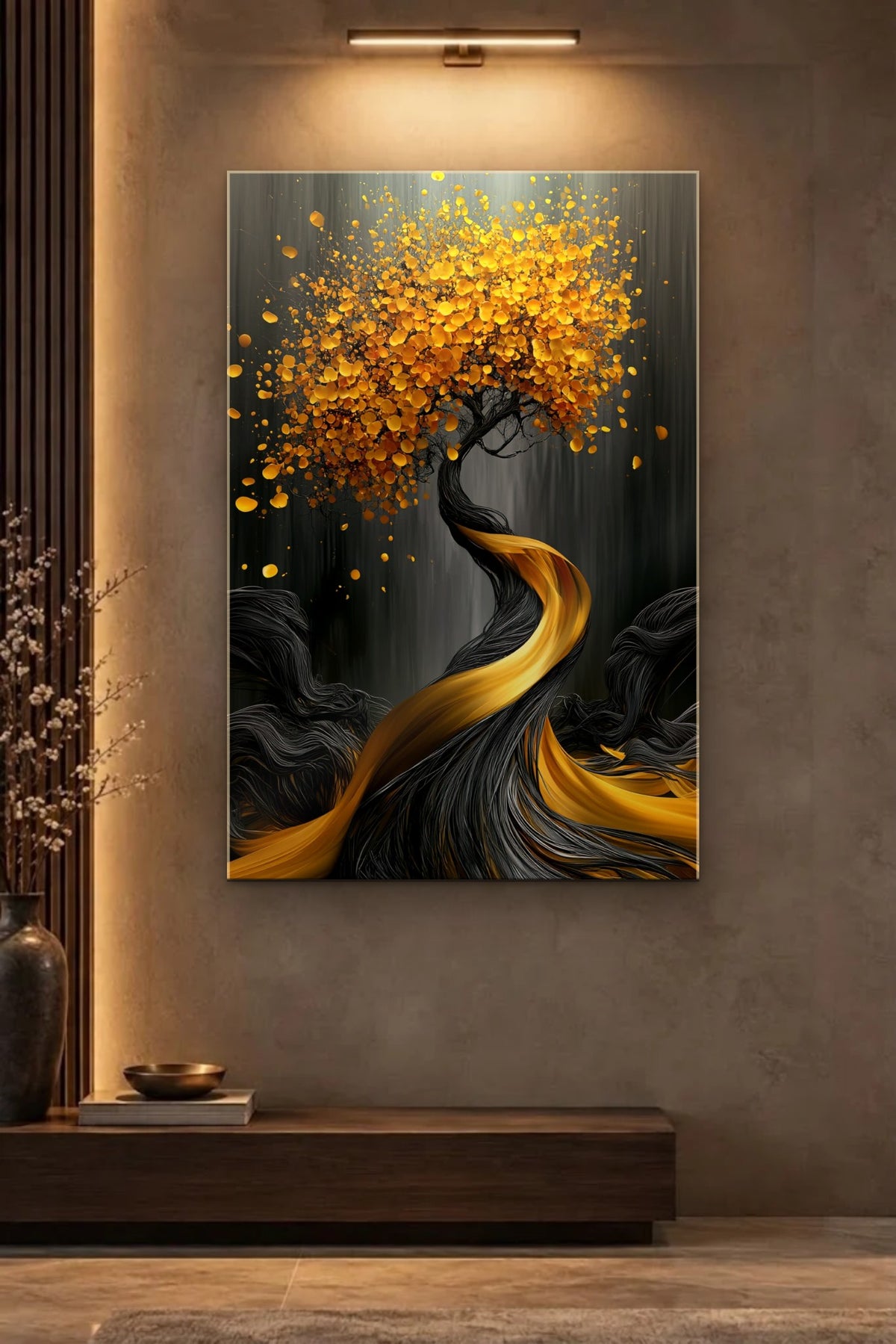 Nature Art glossy acrylic wall art on a wall