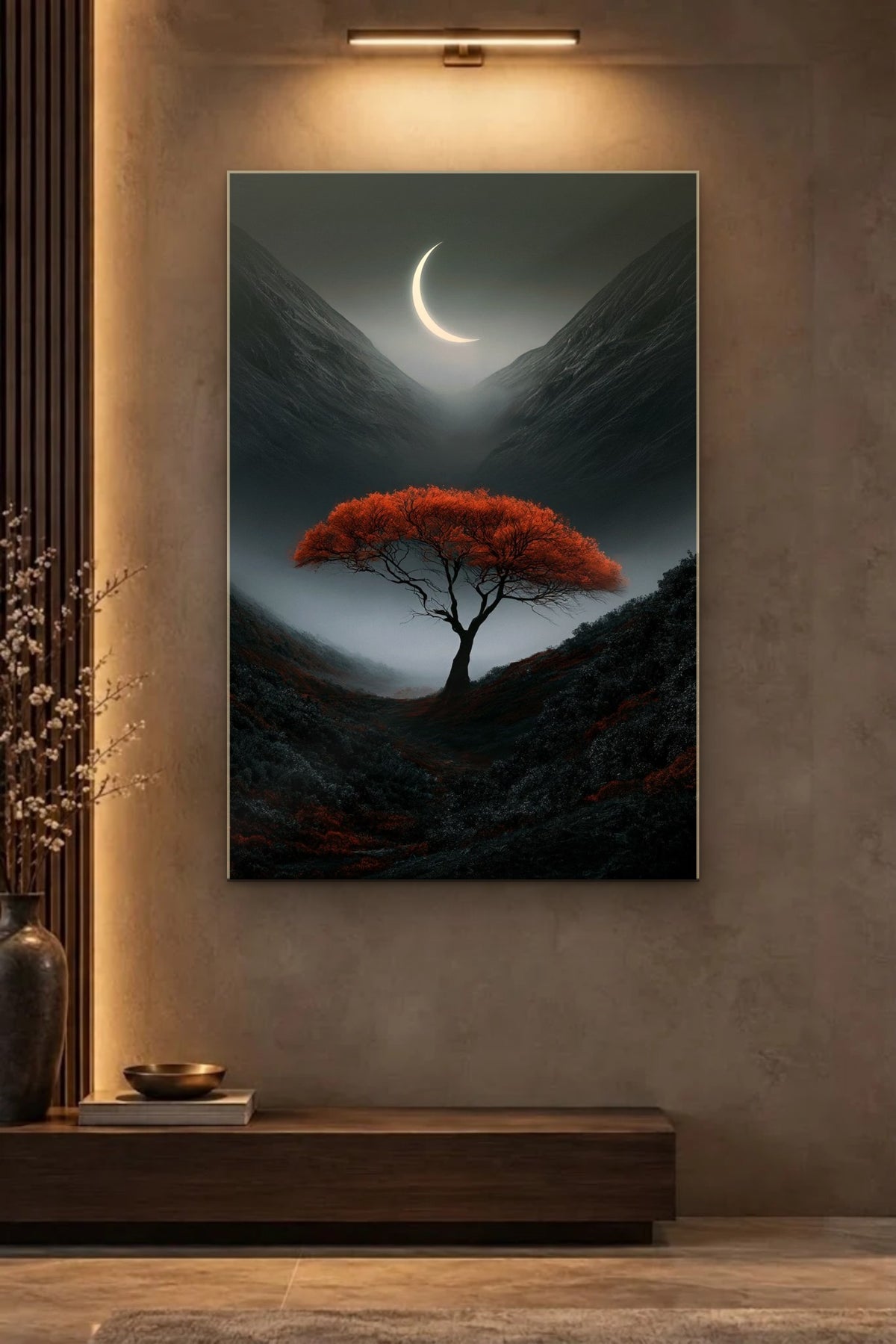 Nature Art glossy acrylic wall art on a wall