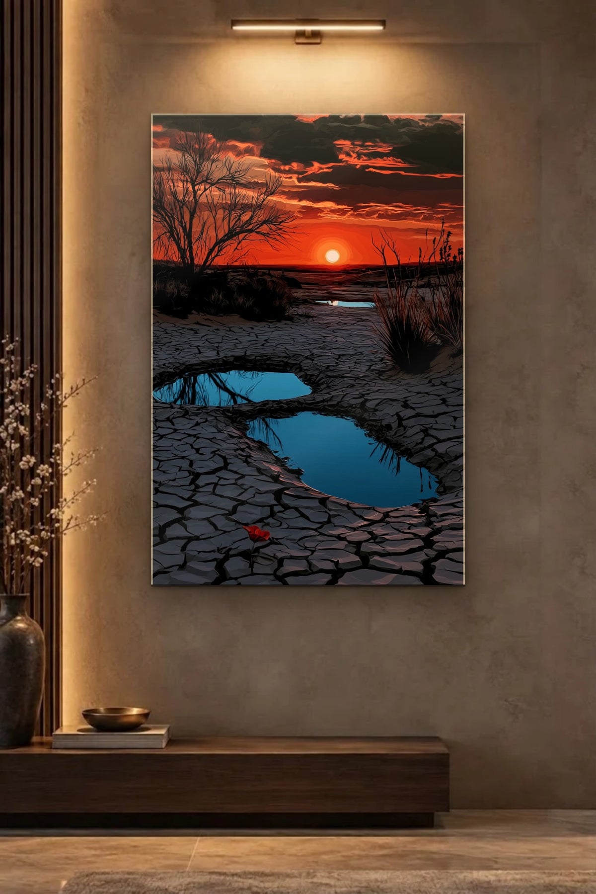 Nature Art glossy acrylic wall art on a wall