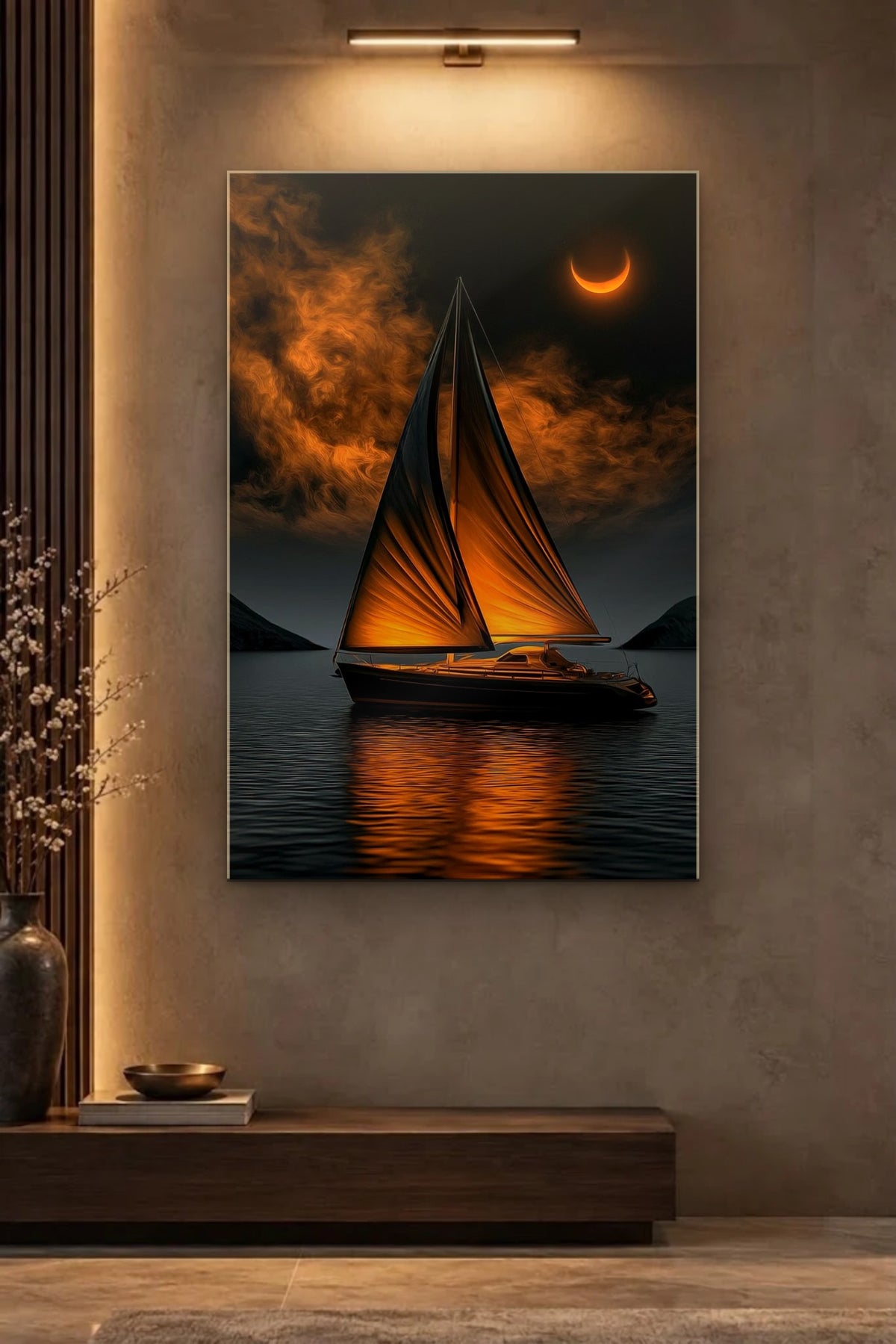 Nature Art glossy acrylic wall art on a wall