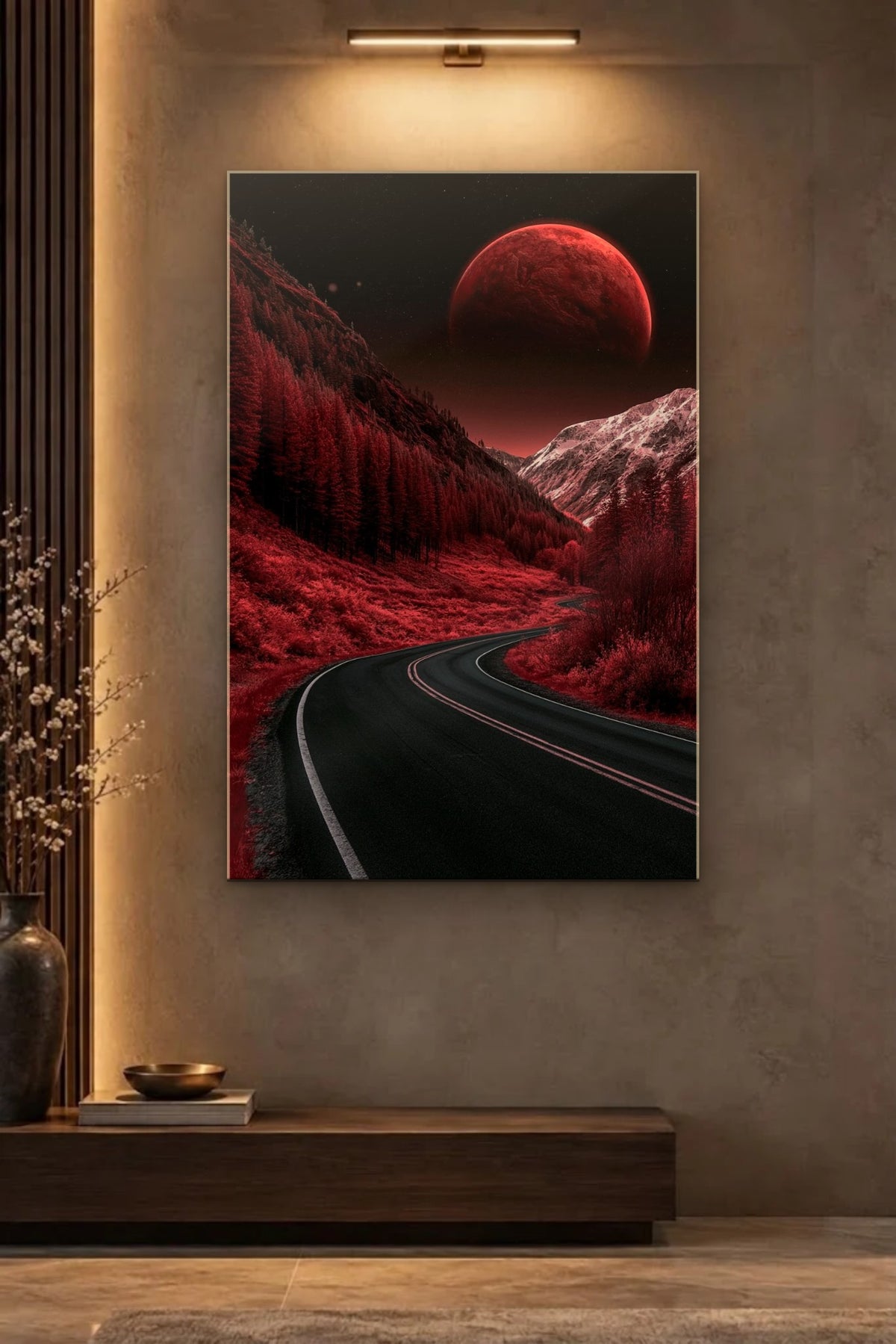 Nature Art glossy acrylic wall art on a wall