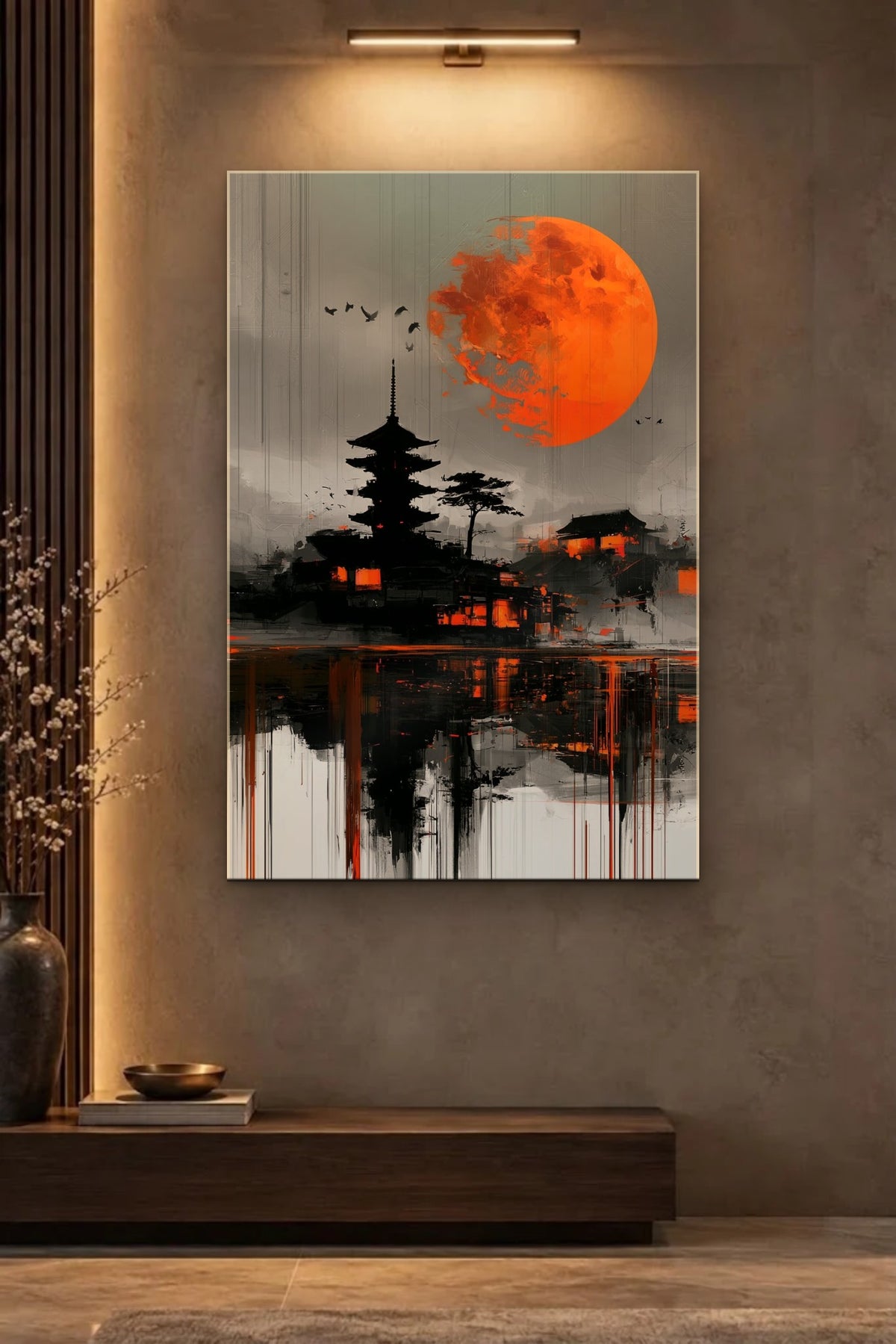 Nature Art glossy acrylic wall art on a wall