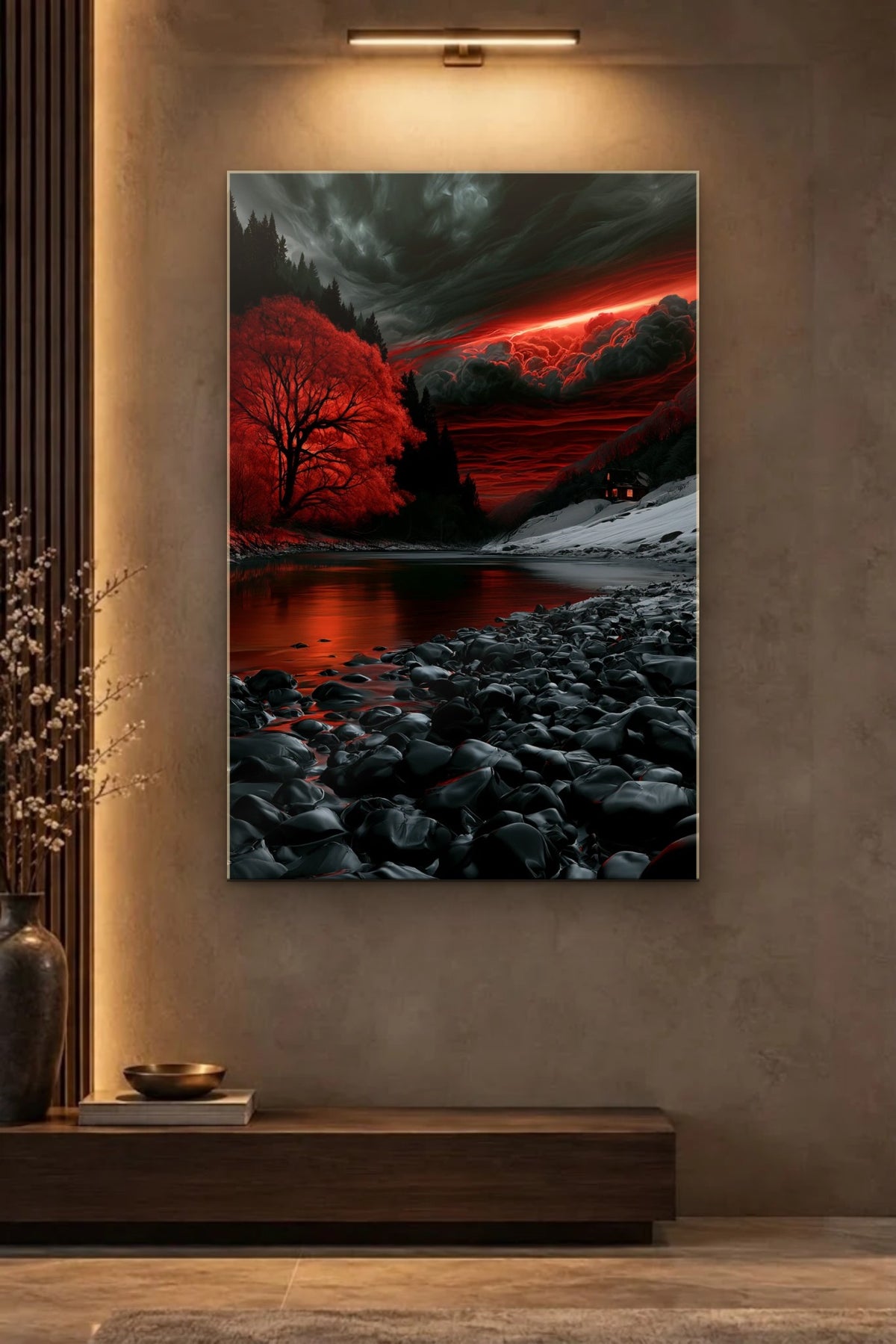 Nature Art glossy acrylic wall art on a wall