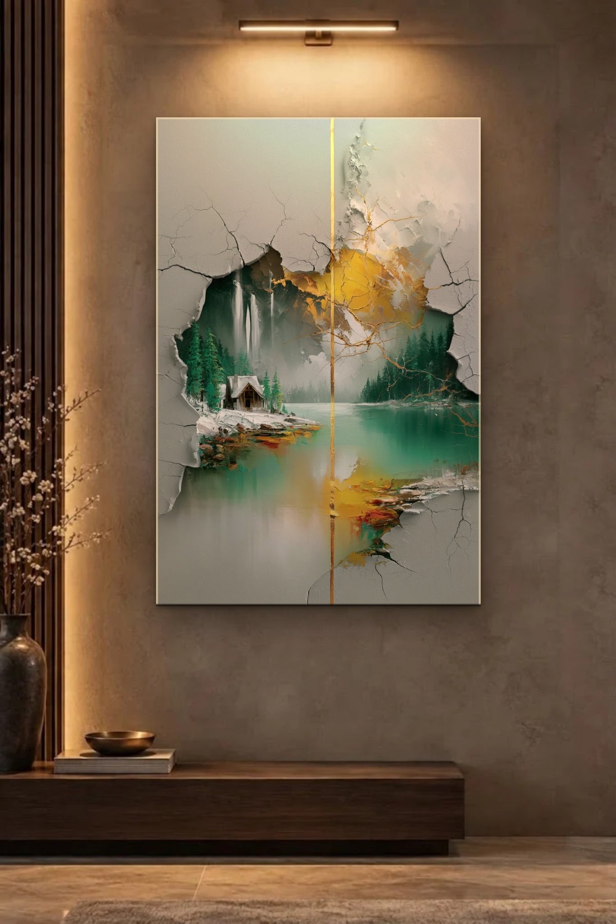 Nature Art glossy acrylic wall art on a wall