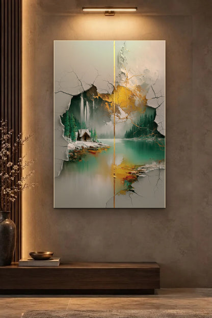 Nature Art glossy acrylic wall art on a wall