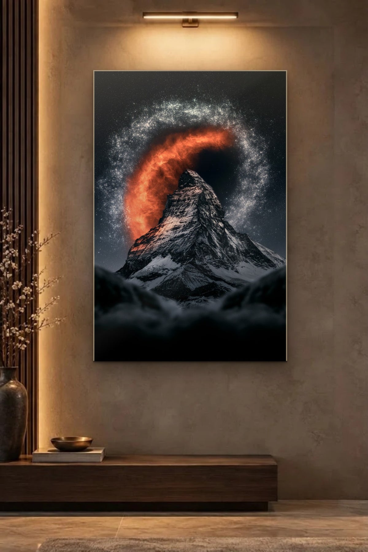 Nature Art glossy acrylic wall art on a wall