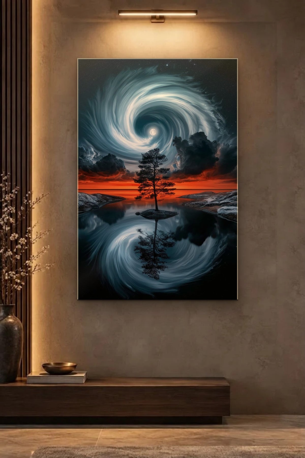 Nature Art glossy acrylic wall art on a wall