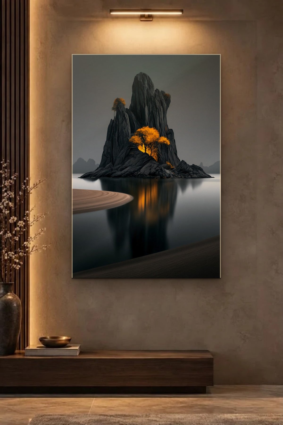 Nature Art glossy acrylic wall art on a wall