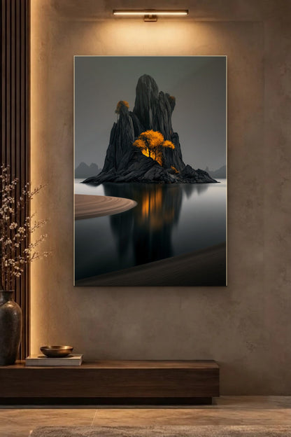 Nature Art glossy acrylic wall art on a wall