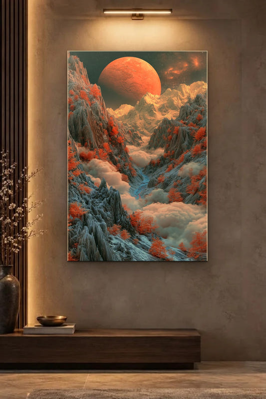 Nature Art glossy acrylic wall art on a wall