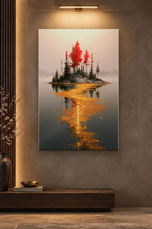 Nature Art glossy acrylic wall art on a wall