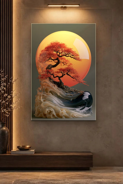 Nature Art glossy acrylic wall art on a wall