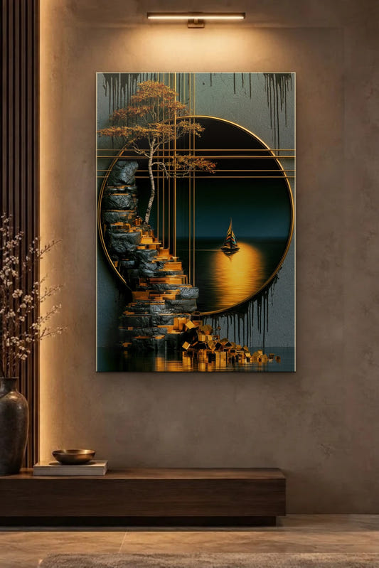 Nature Art glossy acrylic wall art on a wall
