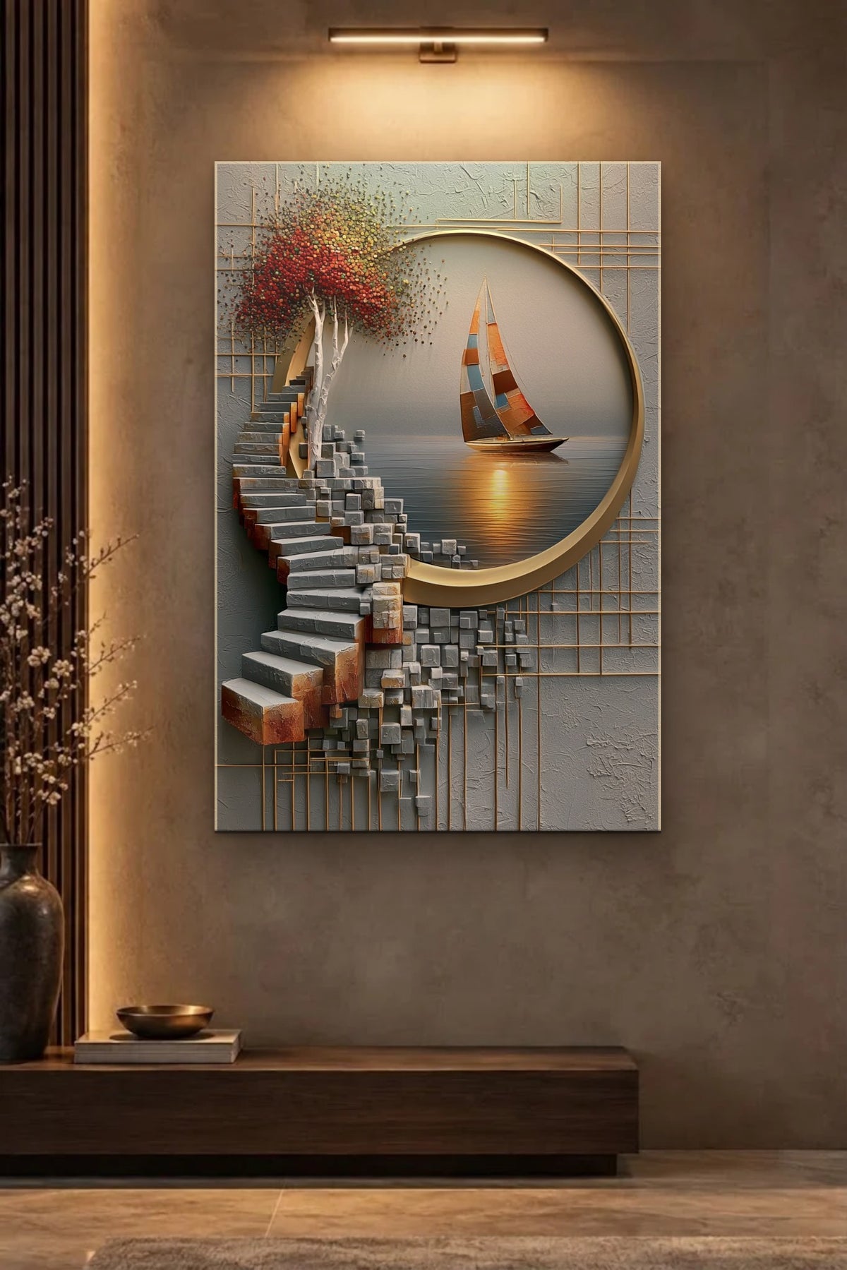Nature Art glossy acrylic wall art on a wall