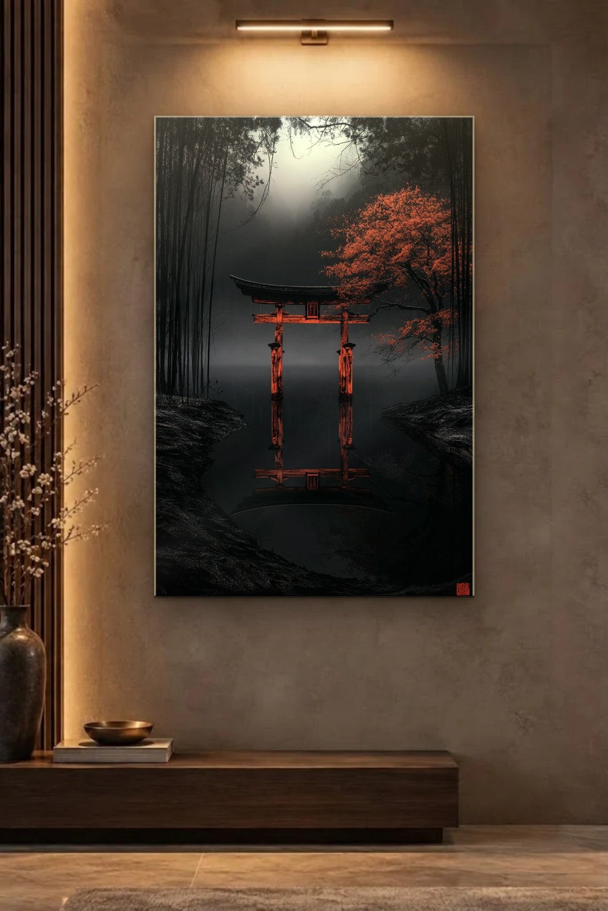 Nature Art glossy acrylic wall art on a wall