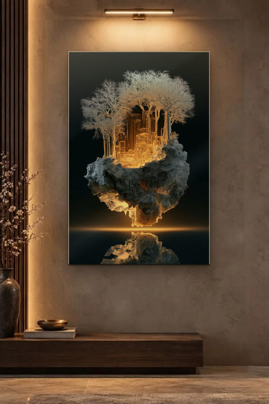 Nature Art glossy acrylic wall art on a wall
