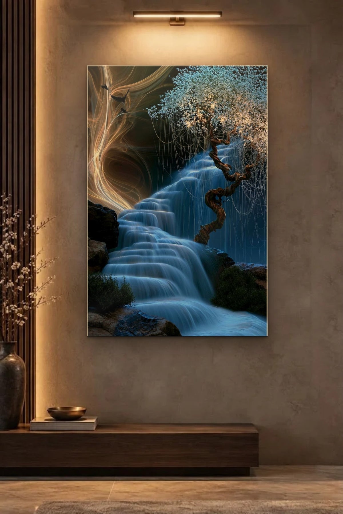Nature Art glossy acrylic wall art on a wall