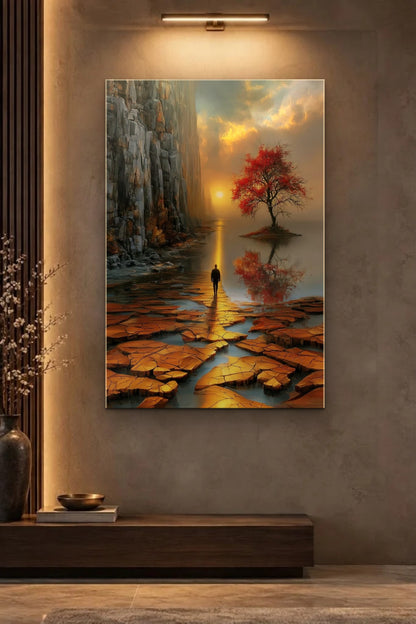 Nature Art glossy acrylic wall art on a wall
