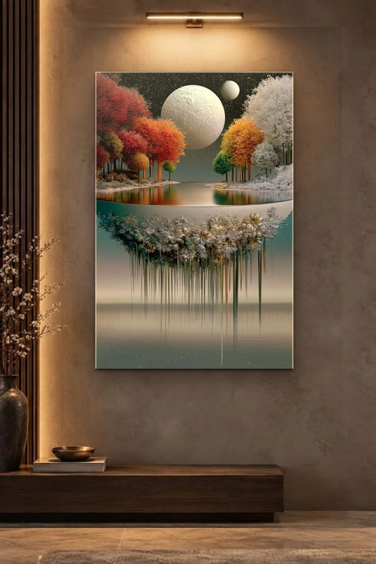 Nature Art glossy acrylic wall art on a wall