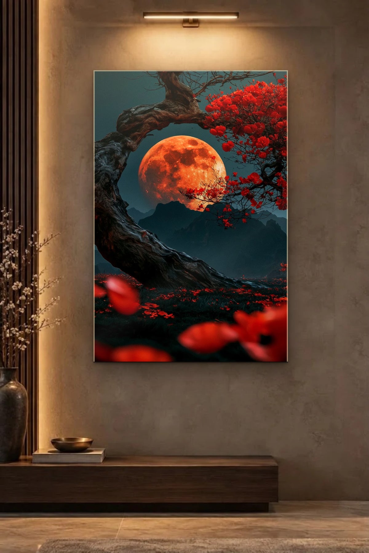 Nature Art glossy acrylic wall art on a wall
