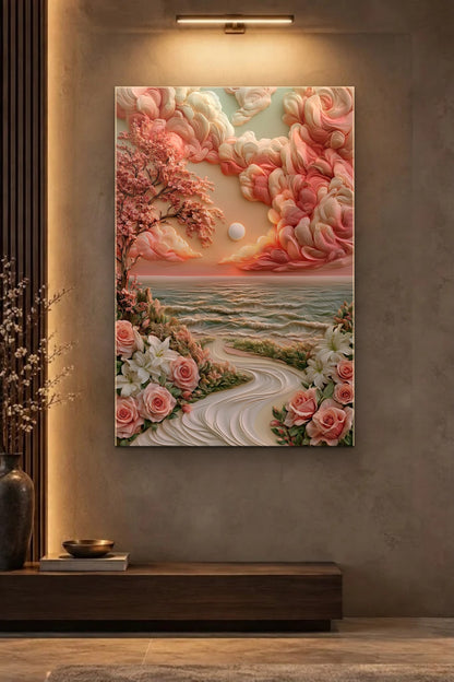 Nature Art glossy acrylic wall art on a wall