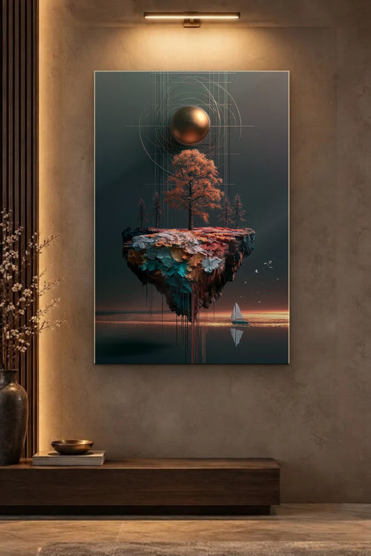 Nature Art glossy acrylic wall art on a wall
