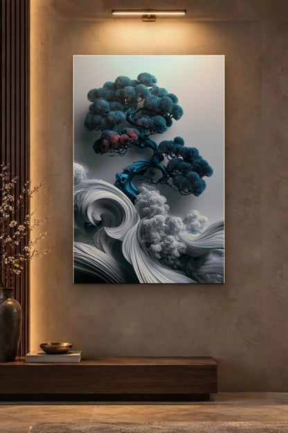 Nature Art glossy acrylic wall art on a wall