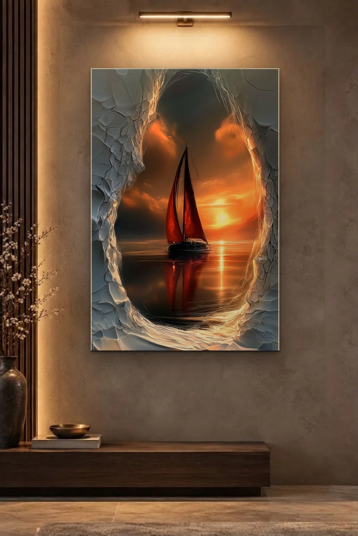 Nature Art glossy acrylic wall art on a wall