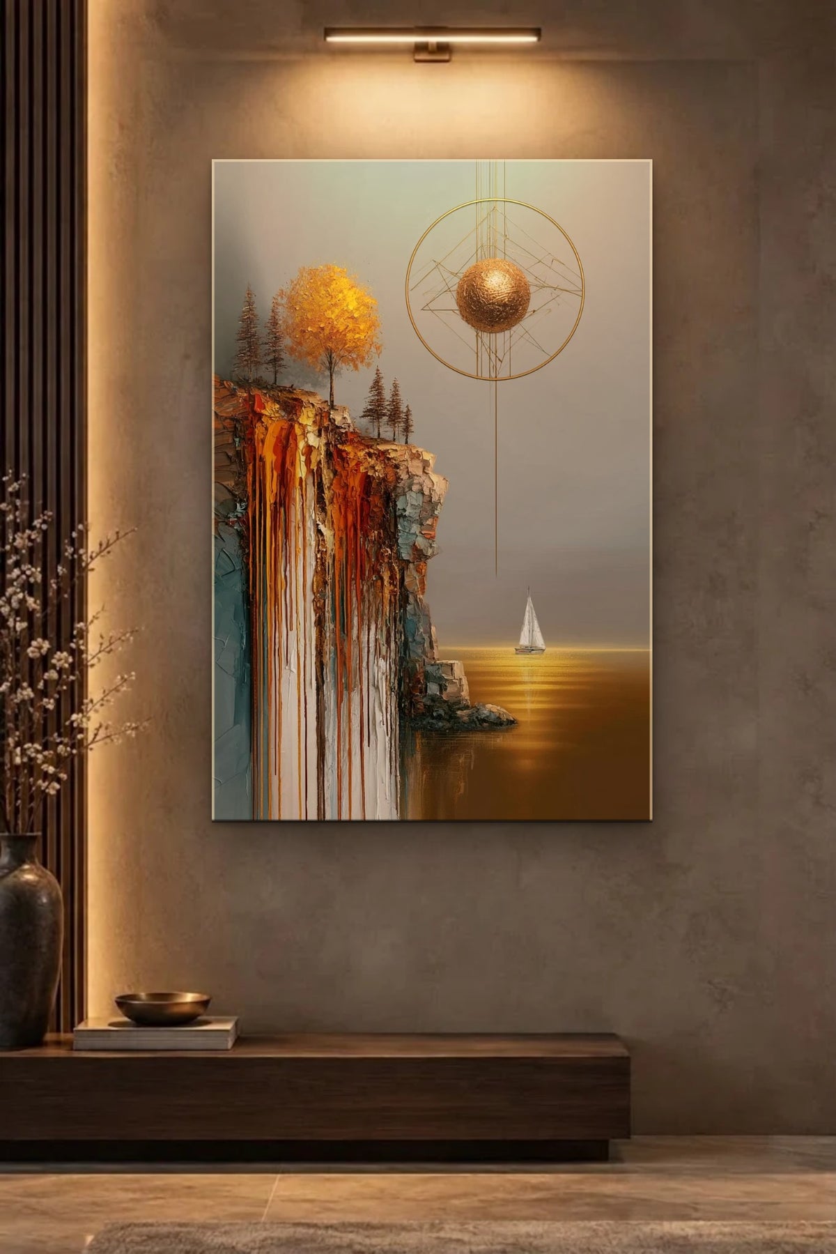 Nature Art glossy acrylic wall art on a wall